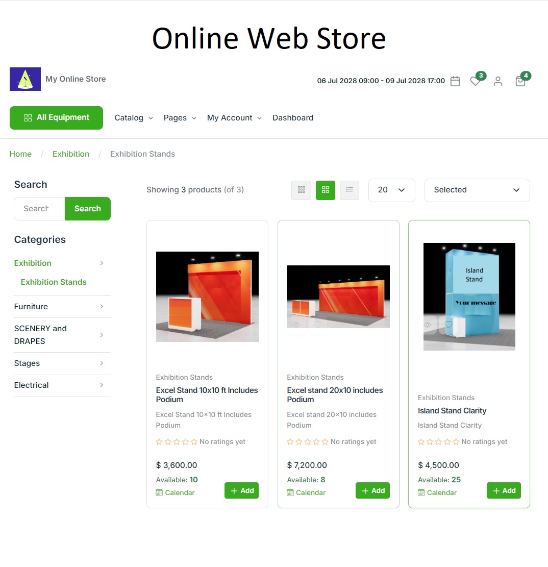 Online Rental Store for exhibition rentals