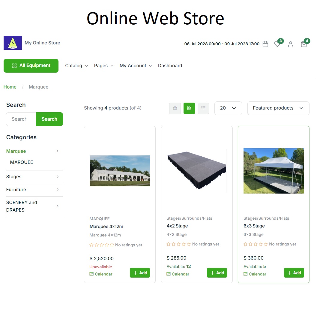 Online Rental Store for Wedding and party rentals