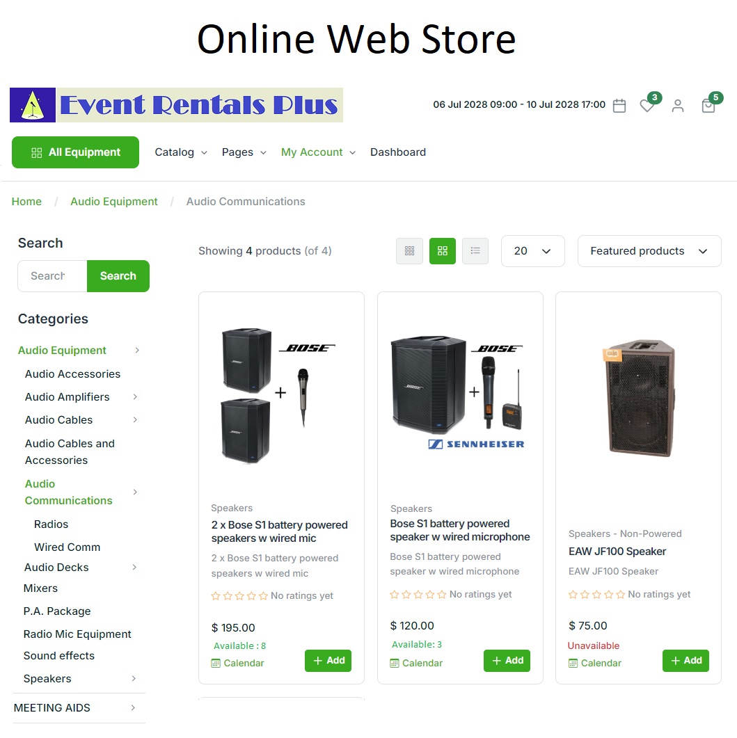 Online Rental Store for lighting and Audio rentals